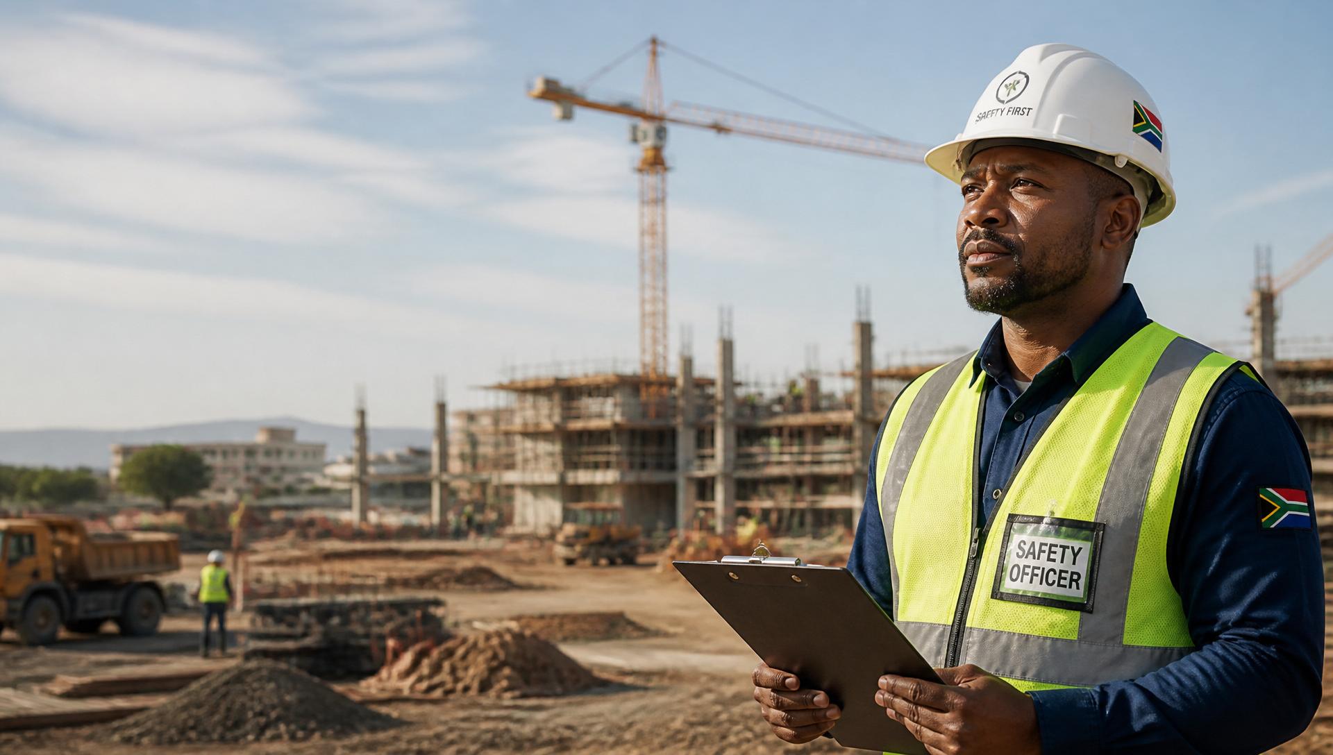 Construction safety officer inspecting a South African building site
